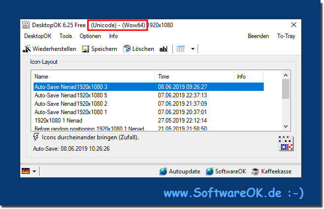 x64 oder x32, x86 Version von Desktop-OK unter Windows!  