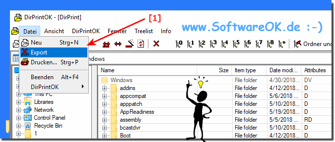 Explorer Dateiliste und oder Verzeichnisstuktur Exportieren