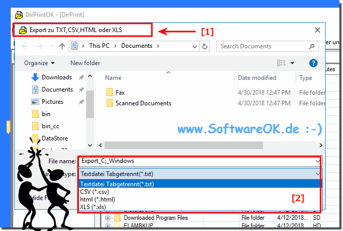 Explorer Dateiliste und oder Verzeichnisstuktur XLS HTML CSV TXT