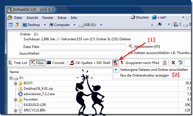 Nur Ordner Struktur und Versteckte Objekte!