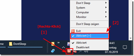 Don't Sleep Aktivieren und Fenster in den Vordergrund Bringen!