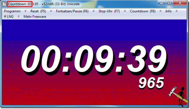 Programm Parameter Windows-Countdown 10 Minuten!