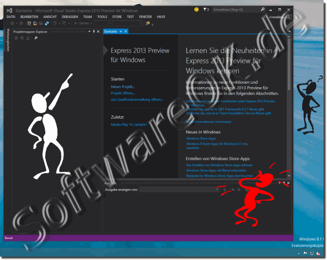 Installiertes Visual Studio 2013 auf Windows 8.1Pro nach Download!