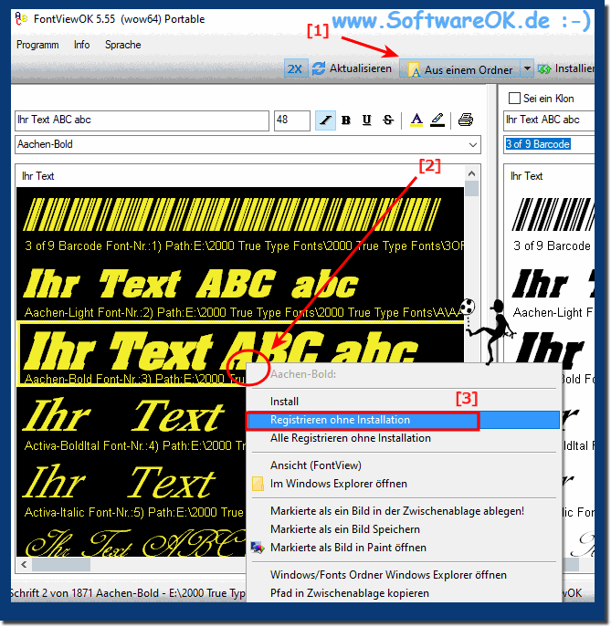 Schriftarten anzeigen, verwenden ohne die Font-Datei zu installieren