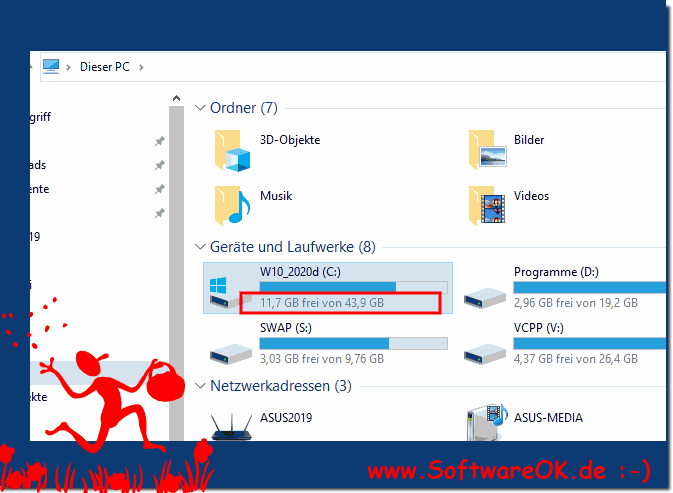 Beispiel Freier Speicherplatz auf dem Laufwerk C! 