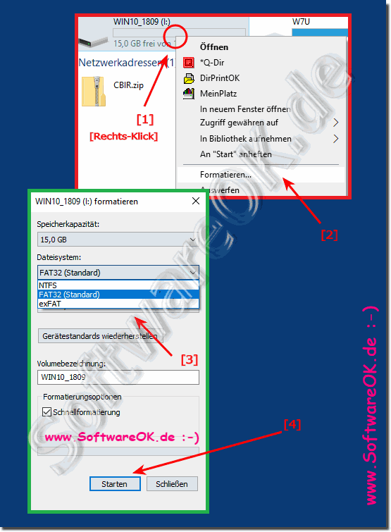 Wechseldatenträger Formatieren unter Windows 10 Starten!
