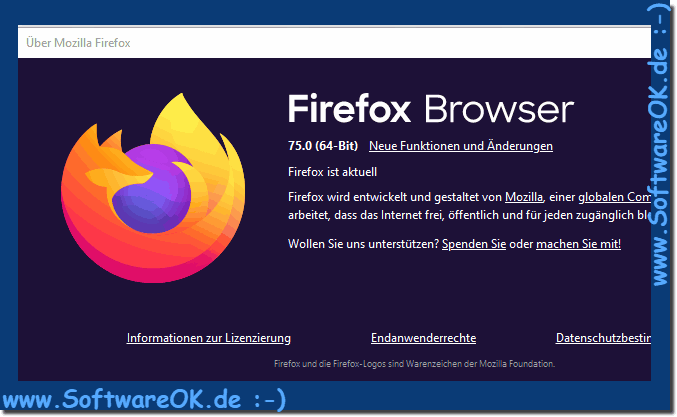 Der Download von FireFox 75.0 64 Bit lauf auf Windows 10!