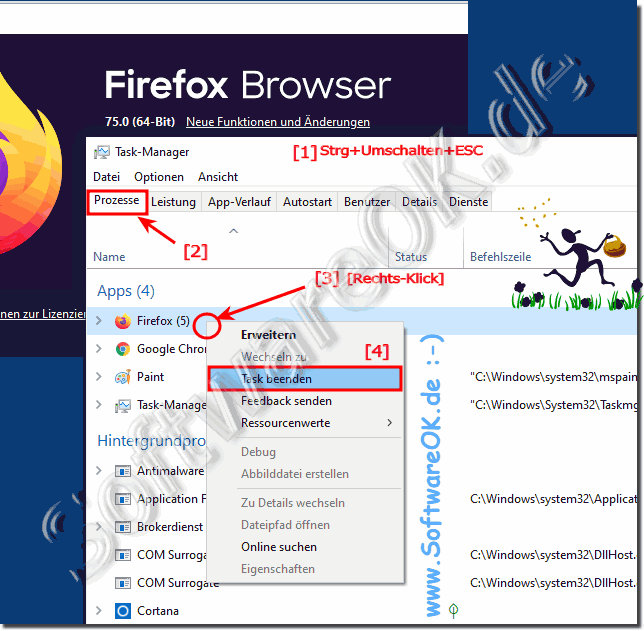 Der Firefox Internet Browser friert ein und lässt sich nicht beenden auf Windows 10!