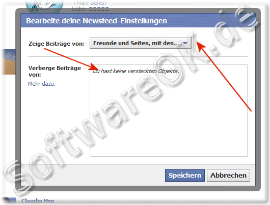 Die Newsfeed Einstellungen bei Facebook.de