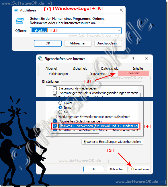 FTP-Clientmodus im MS-Explorer von Passiv- auf Aktiven-Modus umstellen in Windows-11!