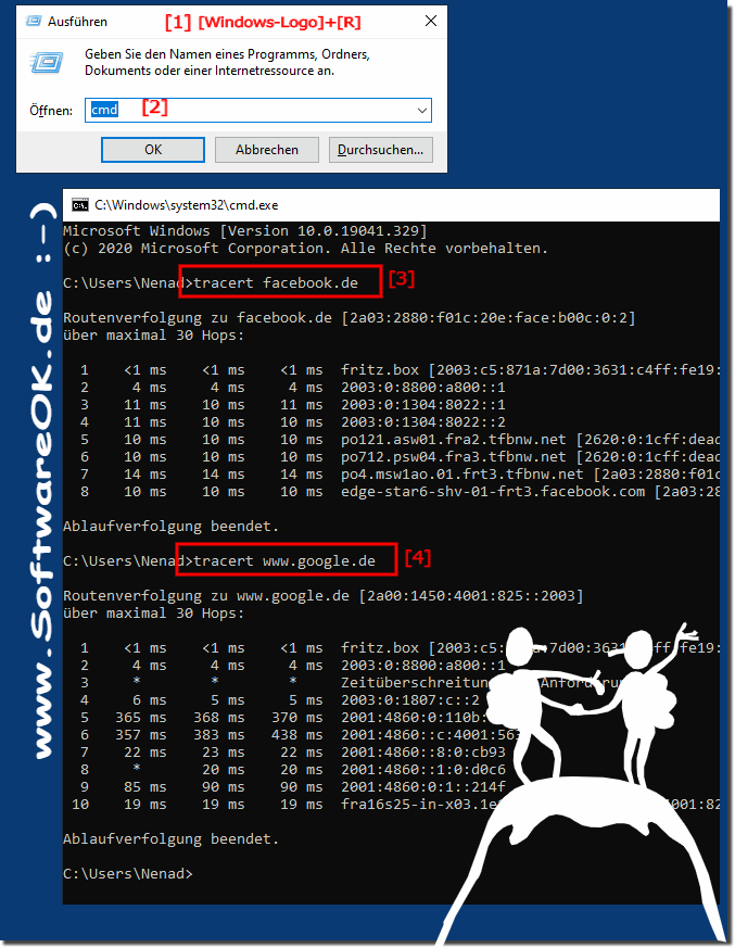 IP-Adresse via TRACERT von eine Website herausfinden!