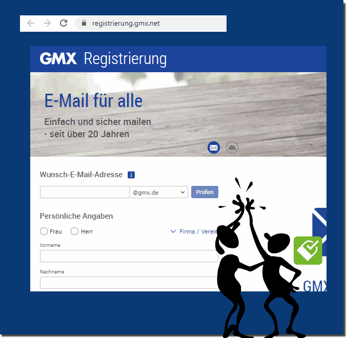Kostenloses Konto für E-Mail und mehr bei gmx.de