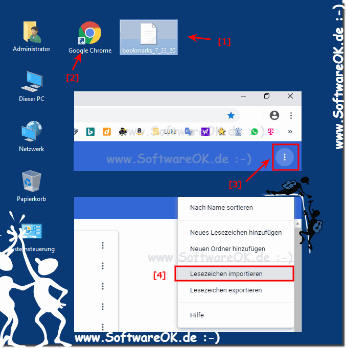 Lesezeichen vom Google Chrome auf einem neuem PC Importieren!