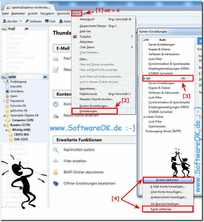 Thunderbird Konto lschen oder entfernen ber Konto-Einstellungen!