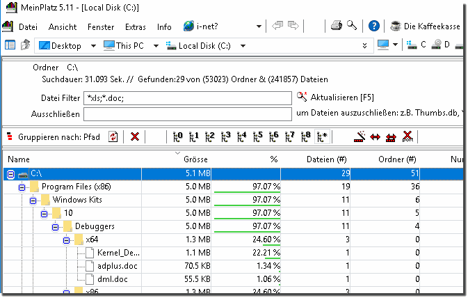 Dateisuche mit Filter und Einschlieen der Dateien!