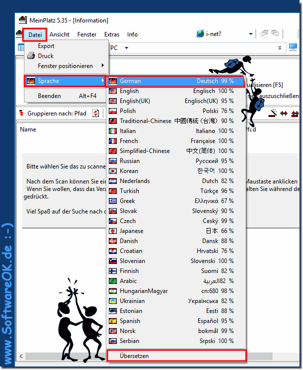 Landessprache in MeinPlatz ändern (Folder-Size)!