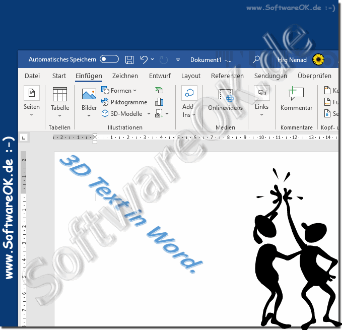 3D Text in MS Office Word Dokument als Beispiel!