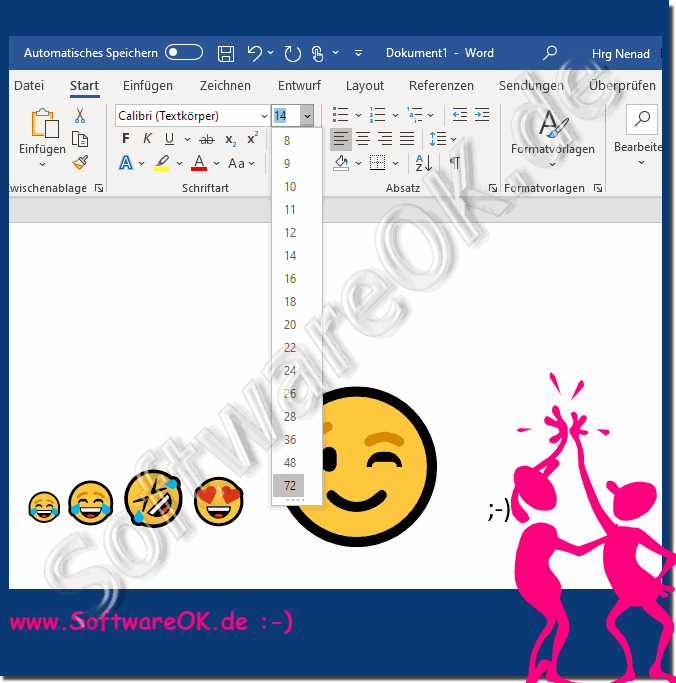 Ändern der Größe von Smileys in MS Office Word!