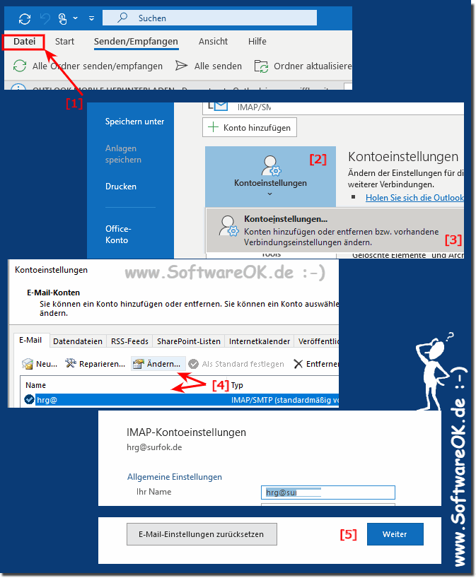 ndern oder aktualisieren vom E-Mail Passwort in MS Outlook!