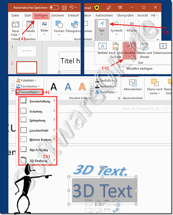Das verwende von 3-D Text in Office Präsentation oder Dokument!
