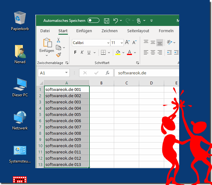 Denselben Text gleichzeitig in mehrere Excel-Zellen einfügen!