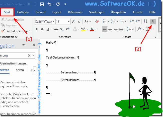 Formatierungszeichen aktivieren deaktivieren in MS Word!