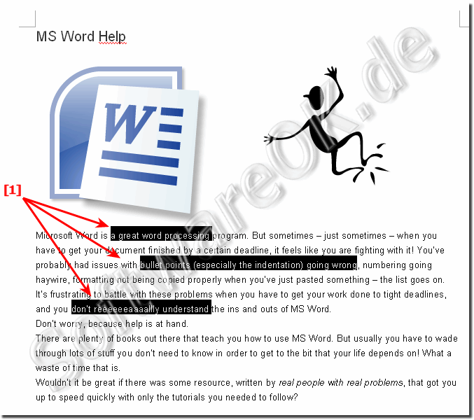 Mehrere Abschnitte vom Text in MS-Word markieren!