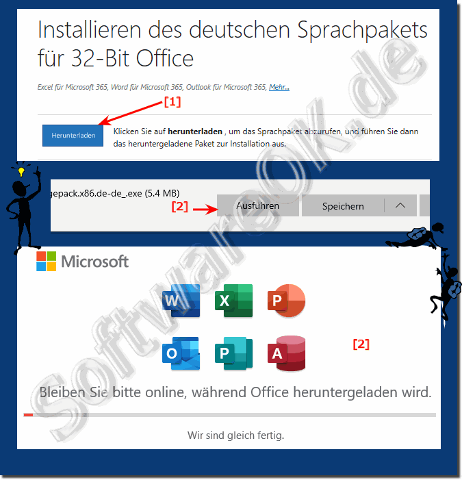Microsoft Office Installation Deutsche Sprache-Pakete, recht schnell!