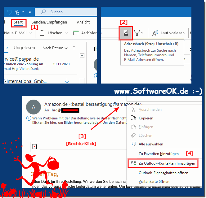 Outlook-Adressbuch ffnen und neue Adressen hinzufgen!