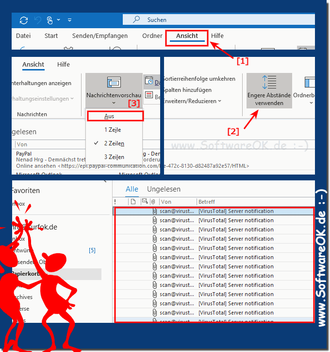 Outlook mehr platz fr Nachrichten klassische Ansicht in der Liste!