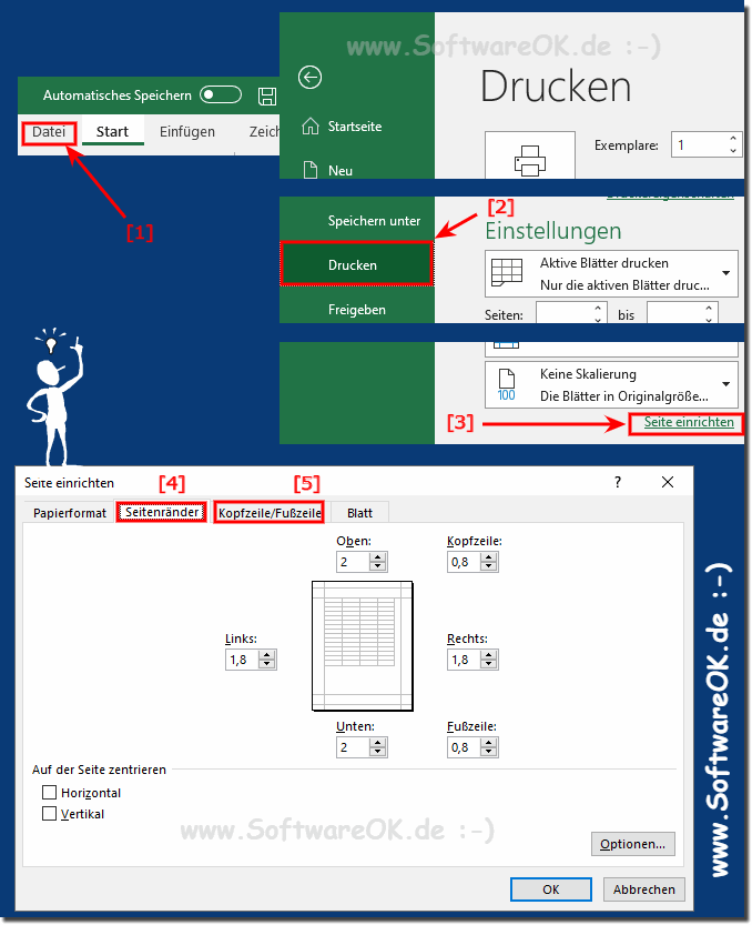 Seiten Rnder und Kopfzeile reduzieren vor dem Drucken der Office Dokumente!