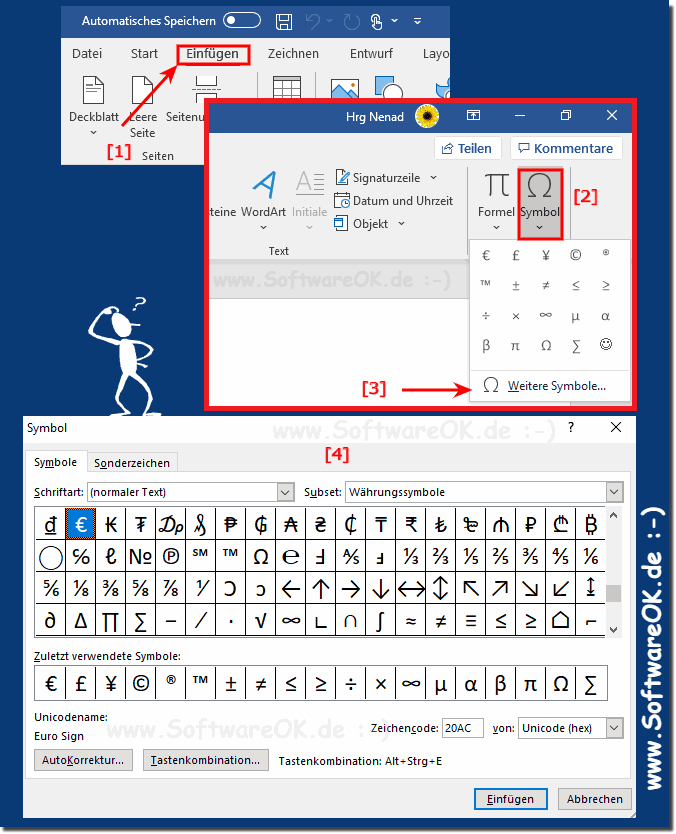 Sonderzeichen und Symbole in MS Word!