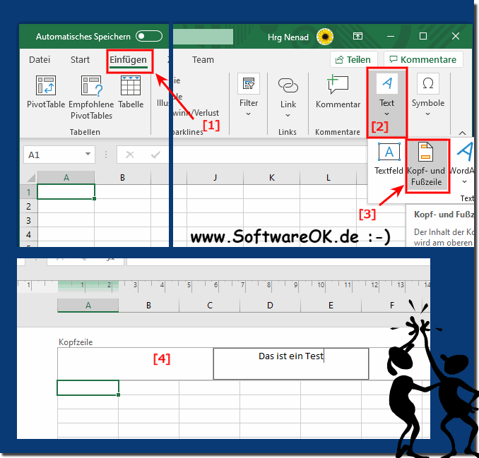 Titelzeile - Kopfzeile und Fuzeile in einer MS Excel-Tabelle!