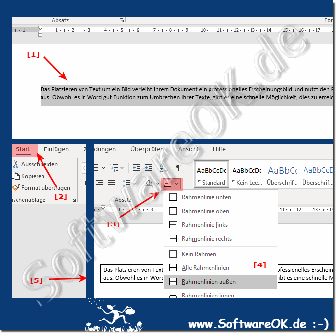 Umrahme von einen bestimmten Text in Microsoft Word!