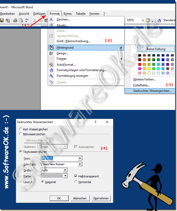 Wasserzeichen einfgen in MS Word oder Excel Klassisch!