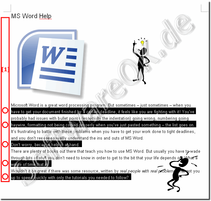 Wie kann man mehrere nicht aufeinanderfolgende Zeilen von Text in MS-Word markieren?