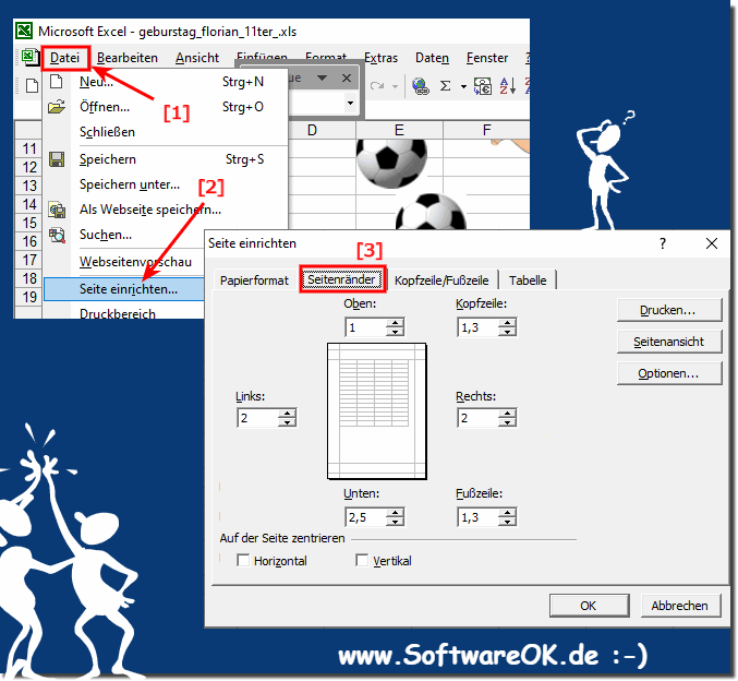  MS Word, Excel, ...  die Seiten Rnder, Kopfzeile, ... anpassen!