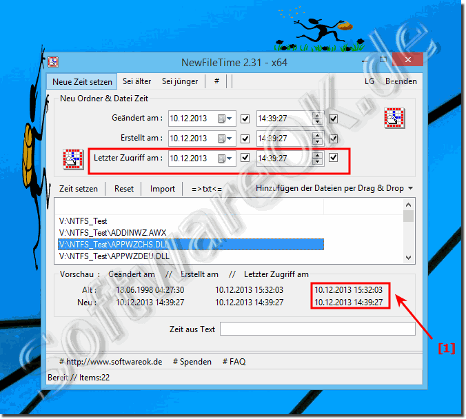 Bei Windows-Dateien kann man die Uhrzeit bei Letzter Zugriff auf NTFS ändern!