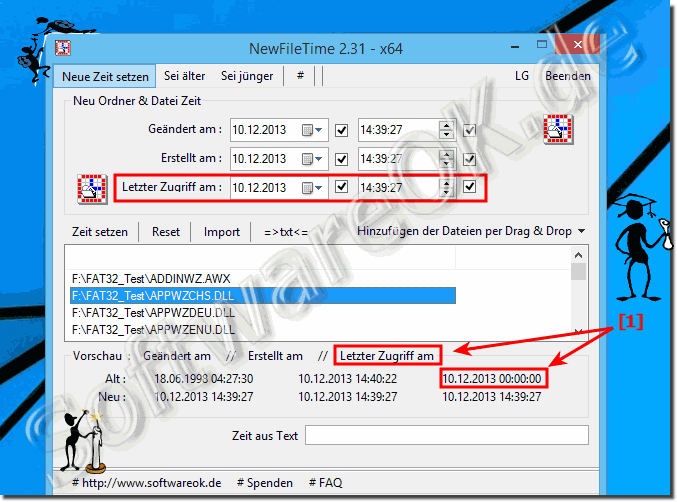 Bei Windows-Dateien kann man die Uhrzeit bei Letzter Zugriff nicht ändern?