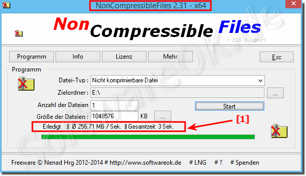 Die x64 Version von NonCompressibleFiles unter Windows 8.1 x64!