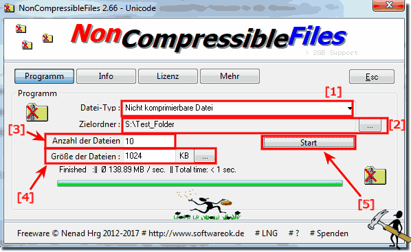 Erstellen einer nicht komprimierbare Datei!