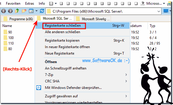 Andere Datei-Explorer Registerkarten Schließen!