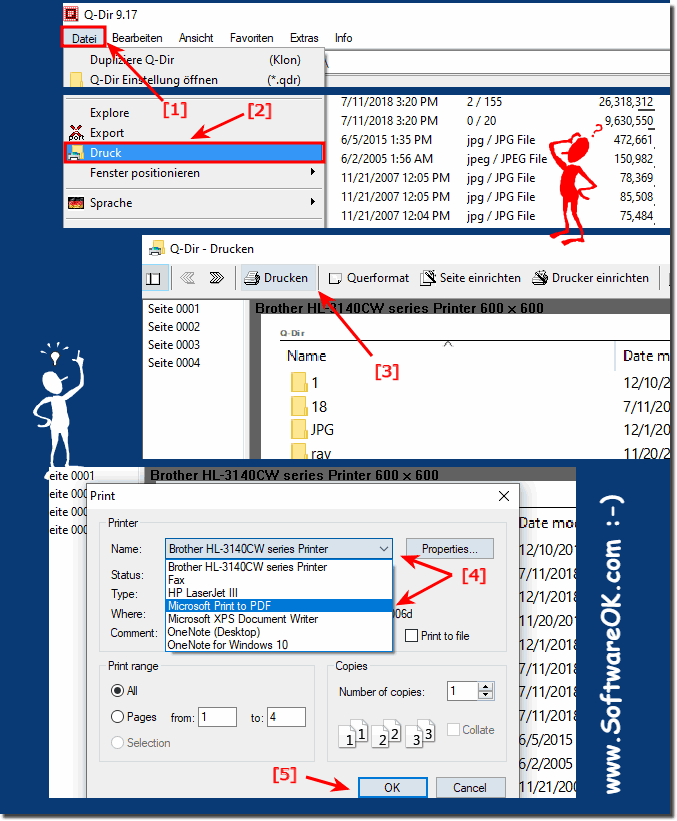 Aus Explorer-Ansicht unter Windows 10 als PDF Verzeichnisinhalte Drucken!