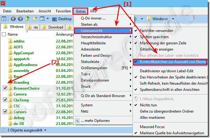Auswhlen von Daten ber Kontrollkstchen in der Explorer-Listenansicht!