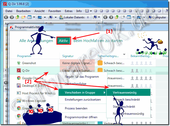 Bei Kaspersky Q-Dir auf Vertrauenswrdig umstellen!