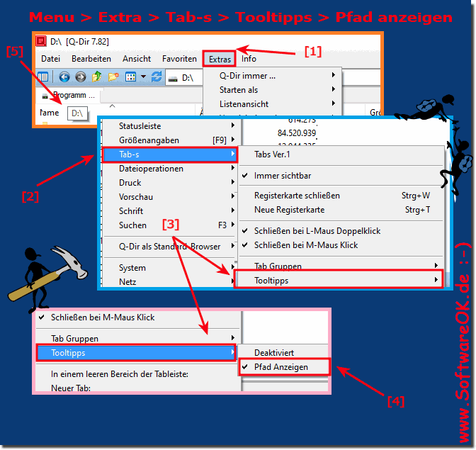 In den Explorer Registerkarten Tool-Tipp Vollen Pfad anzeigen!