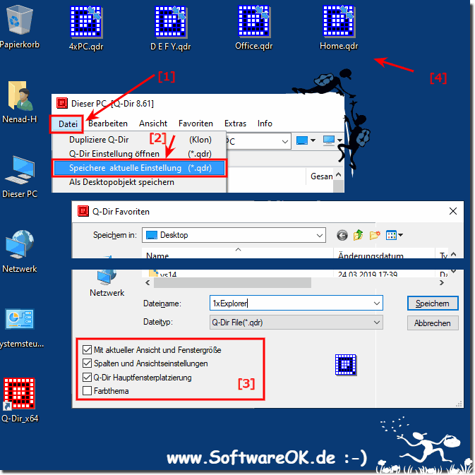 Letzte Einstellung korrekt Speicher am Windows Desktop!