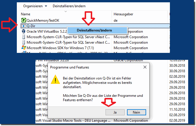 Q-Dir Explorer Deinstallation Problem!