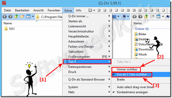 Registerkarten bzw Tabs immer sichtbar in der Exploreransicht!