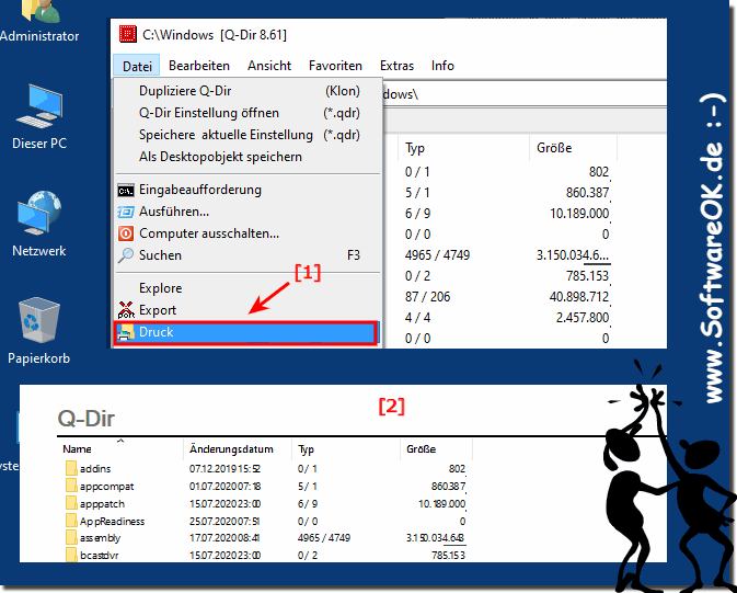 Von der Ordnergrsse ein Ausdruck machen!